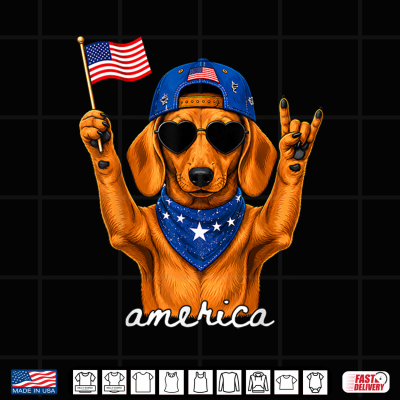 Funny America Dachshund Rock On American Flag 4Th Of July Shirt 4 Design Funny America Dachshund Rock on American Flag 4th of July Shirt
