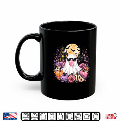 Ghost Blowing Bubble Gum Black Cat Halloween Floral Pumpkin Shirt 3 Mug Ghost Blowing Bubble Gum Black Cat Halloween Floral Pumpkin Shirt