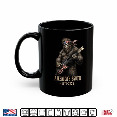 Mug Patriotic Bigfoot Playing Guitar 250 Years America 4th July Shirt