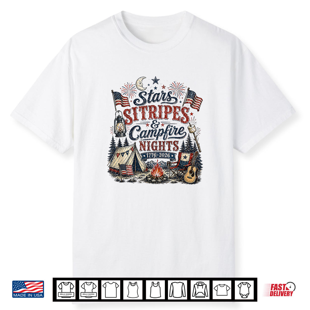 Stars Stripes And Campfires Funny Patriotic Camping Day Shirt Stars Stripes And Campfires Funny Patriotic Camping Day Shirt