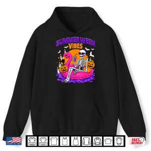 Summerween Vibes Funny Skeleton Spooky Summer Men Women Kid Shirt