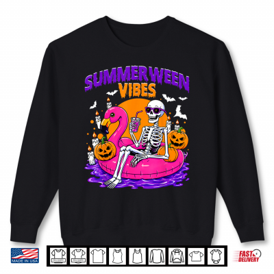 Sweatshirt Summerween Vibes Funny Skeleton Spooky Summer Men Women Kid Shirt