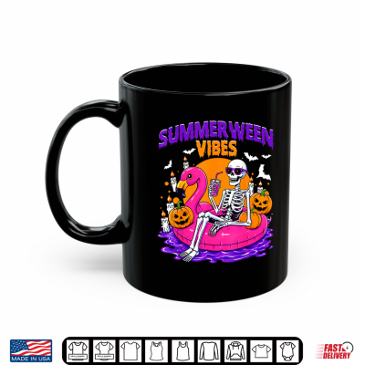 Mug Summerween Vibes Funny Skeleton Spooky Summer Men Women Kid Shirt
