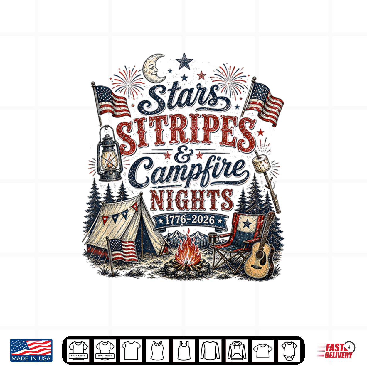 Stars Stripes And Campfires Funny Patriotic Camping Day Shirt Stars Stripes And Campfires Funny Patriotic Camping Day Shirt
