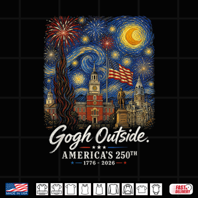 Design Gogh Outside 250th Anniversary 1776 2026 Starry Night USA Shirt