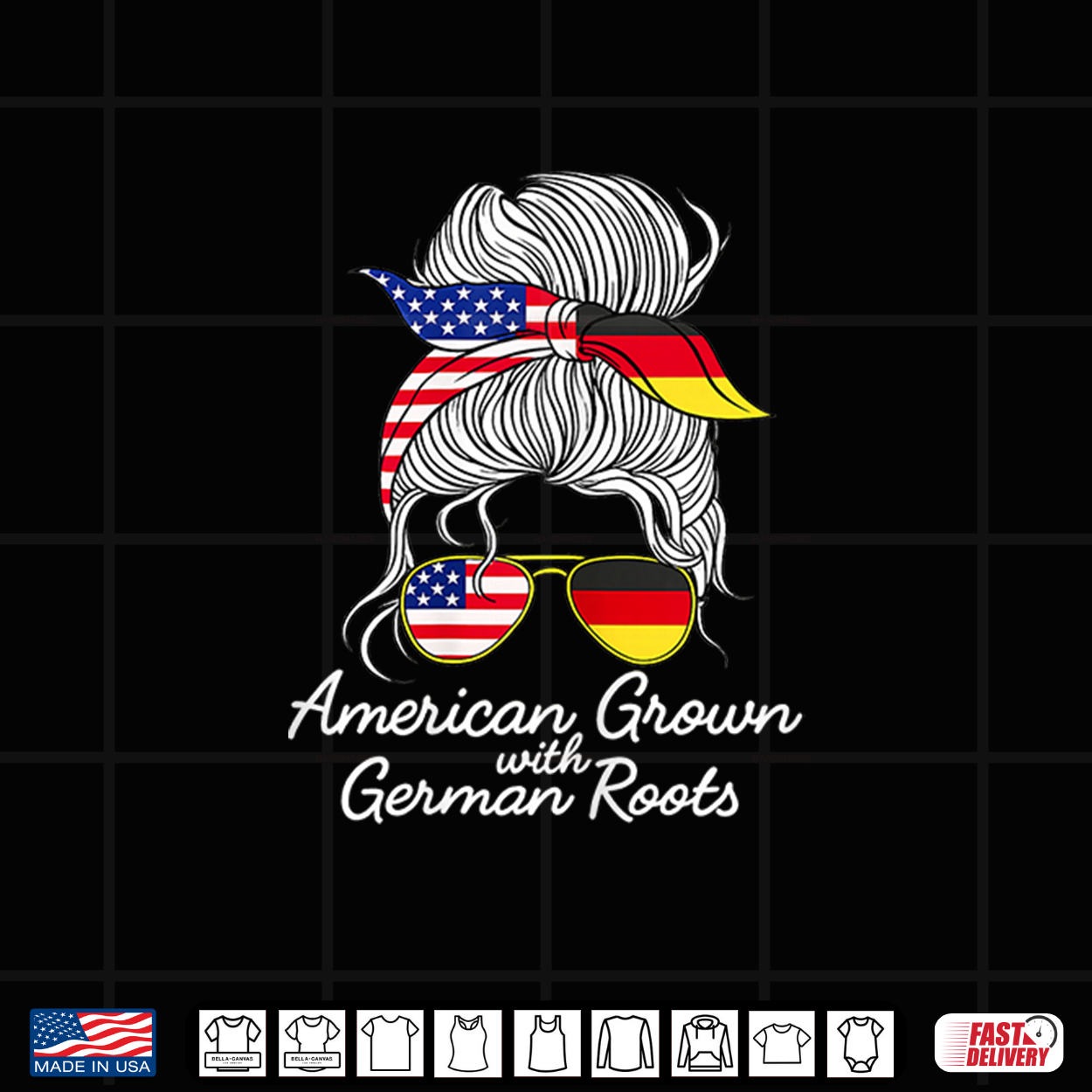 Usa Germany Heritage White Hair Messy Bun Women Girls Gift Shirt Usa Germany Heritage White Hair Messy Bun Women Girls Gift Shirt