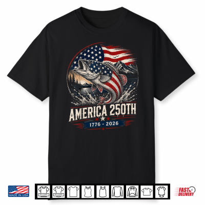 Bass Fishing 250 Years America 250Th Anniversary Usa Shirt
