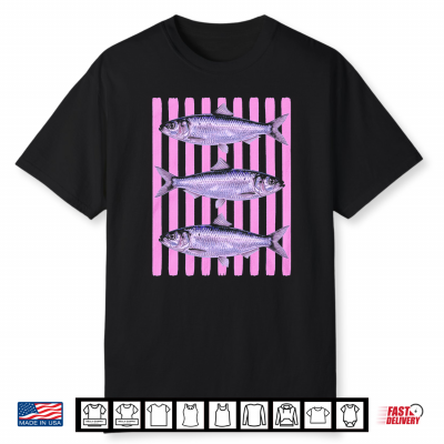 Colorful Sardine Preppy Summer Coastal Fish Stripes Shirt