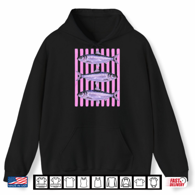 Hoodie Colorful Sardine Preppy Summer Coastal Fish Stripes Shirt 1