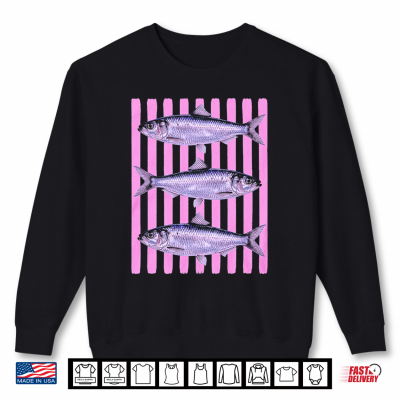 Sweatshirt Colorful Sardine Preppy Summer Coastal Fish Stripes Shirt 1