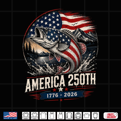 Design Bass Fishing 250 Years America 250th Anniversary USA Shirt 1