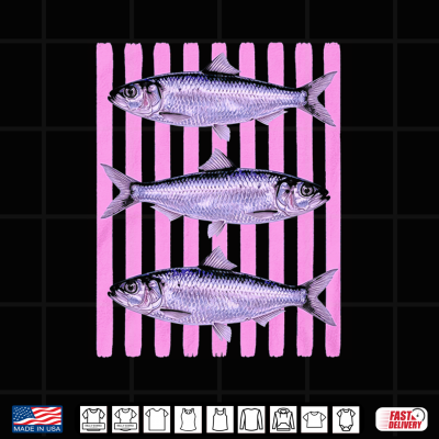 Design Colorful Sardine Preppy Summer Coastal Fish Stripes Shirt 1