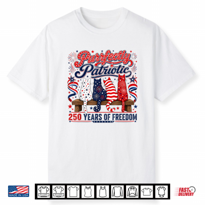 Cute Purrfectly Patriotic Cats 4Th Of July Women Graphic Shirt