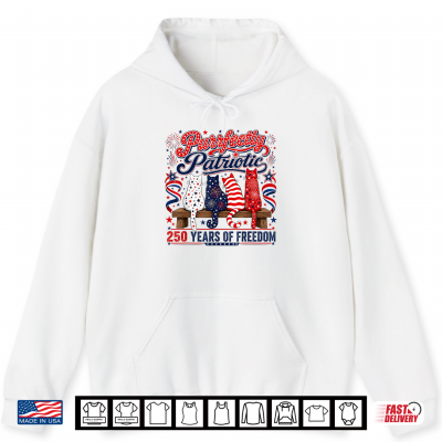Hoodie Cute Purrfectly Patriotic Cats 4th of July Women Graphic Shirt 1
