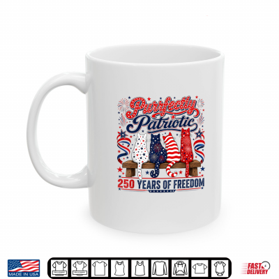 Mug Cute Purrfectly Patriotic Cats 4th of July Women Graphic Shirt 1