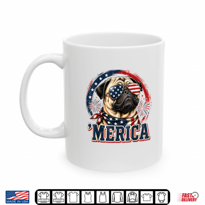Mug Merica Pug Patriotic Dog 4th of July Funny Dog Lover Shirt 1