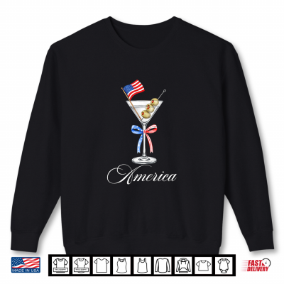 Sweatshirt Cute 4th of July USA American Flag Martini Cocktail Shirt