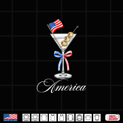 Design Cute 4th of July USA American Flag Martini Cocktail Shirt