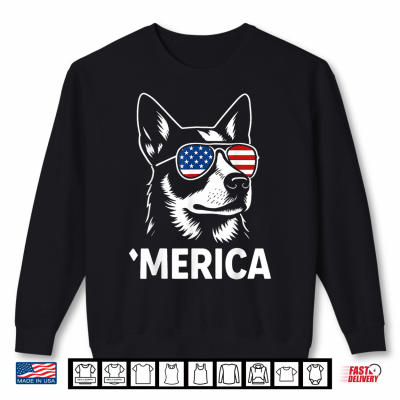 Sweatshirt Merica Patriotic Heeler 4th of July USA Flag Dog Lover Shirt