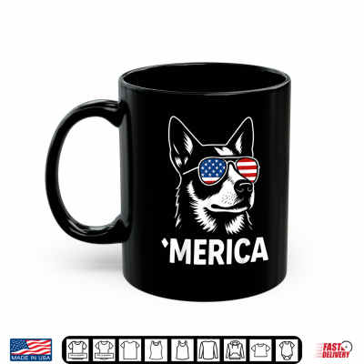 Mug Merica Patriotic Heeler 4th of July USA Flag Dog Lover Shirt