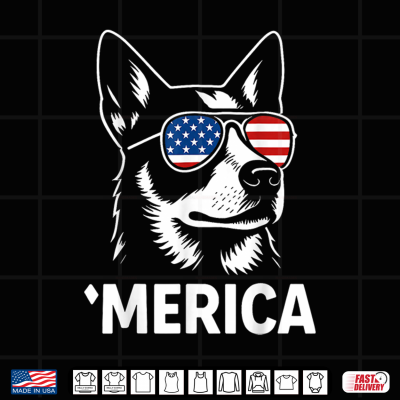 Design Merica Patriotic Heeler 4th of July USA Flag Dog Lover Shirt
