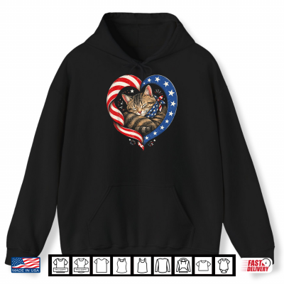 Hoodie 250th Anniversary USA 2026 American Flag Patriotic Cat Women Shirt