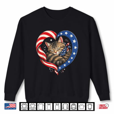 Sweatshirt 250th Anniversary USA 2026 American Flag Patriotic Cat Women Shirt