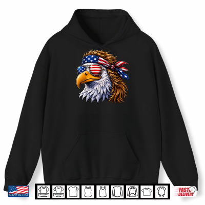 Hoodie Patriotic Eagle 4th of July USA American Flag Red White Shirt