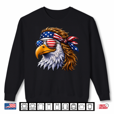 Sweatshirt Patriotic Eagle 4th of July USA American Flag Red White Shirt