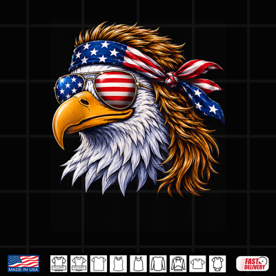 Design Patriotic Eagle 4th of July USA American Flag Red White Shirt