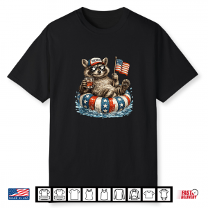 Funny Racoon 4Th Of July Merica Patriotic Bourbon Lover Shirt