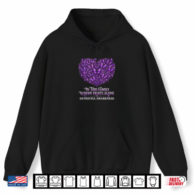 Hoodie Dementia Awareness Nobody Fights Alone Purple Family Shirt