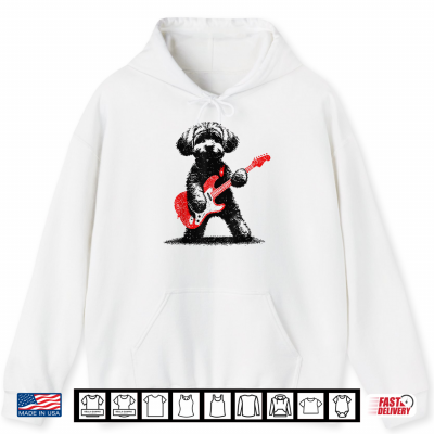 Hoodie Funny Rock Maltipoo Dog Playing Guitar Music Lover Dog Shirt