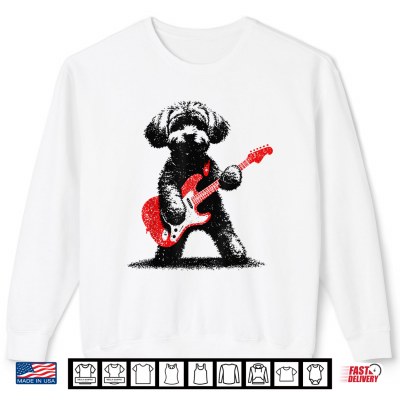 Sweatshirt Funny Rock Maltipoo Dog Playing Guitar Music Lover Dog Shirt
