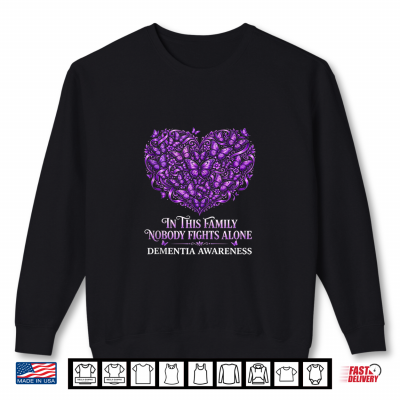 Sweatshirt Dementia Awareness Nobody Fights Alone Purple Family Shirt