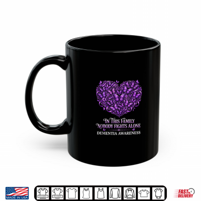 Mug Dementia Awareness Nobody Fights Alone Purple Family Shirt