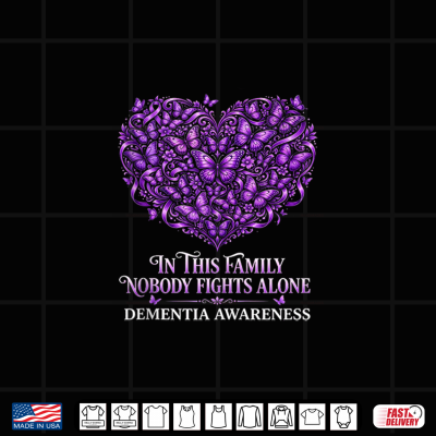 Design Dementia Awareness Nobody Fights Alone Purple Family Shirt