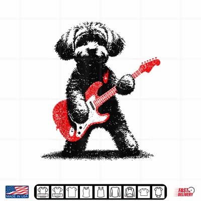 Design Funny Rock Maltipoo Dog Playing Guitar Music Lover Dog Shirt
