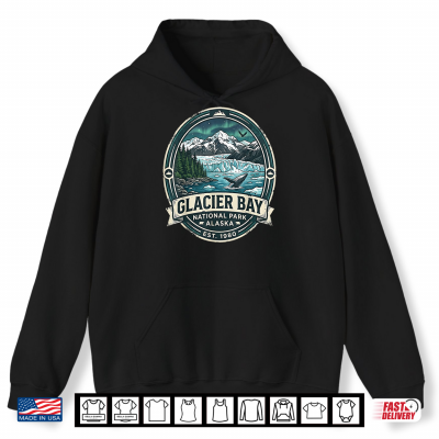Hoodie Glacier Bay National Park Alaska Vintage Whale Mountains Shirt
