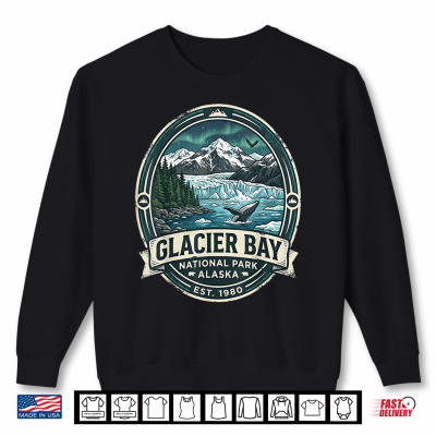 Sweatshirt Glacier Bay National Park Alaska Vintage Whale Mountains Shirt