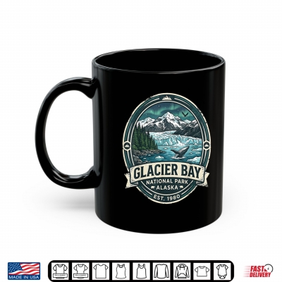 Mug Glacier Bay National Park Alaska Vintage Whale Mountains Shirt