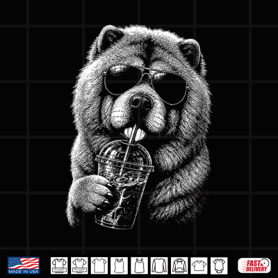 Chow Chow Drinking Iced Coffee Funny Dog Lover Shirt 4 Design Chow Chow Drinking Iced Coffee Funny Dog Lover Shirt