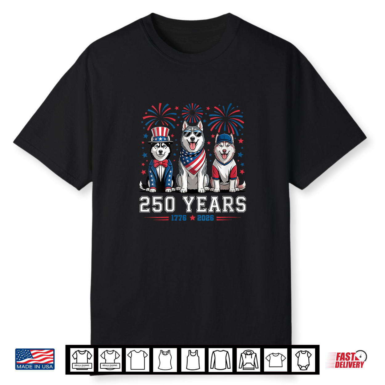 Siberian Husky Dog 250 Anniversary Usa 250Th 4Th Of July Shirt Siberian Husky Dog 250 Anniversary Usa 250Th 4Th Of July Shirt