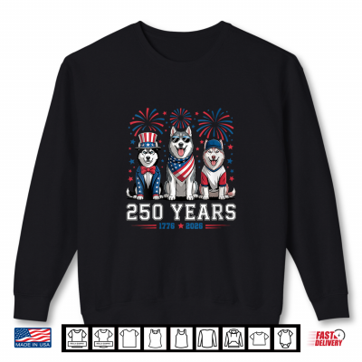 Siberian Husky Dog 250 Anniversary Usa 250Th 4Th Of July Shirt 2 Sweatshirt Siberian Husky Dog 250 Anniversary USA 250th 4th of July Shirt