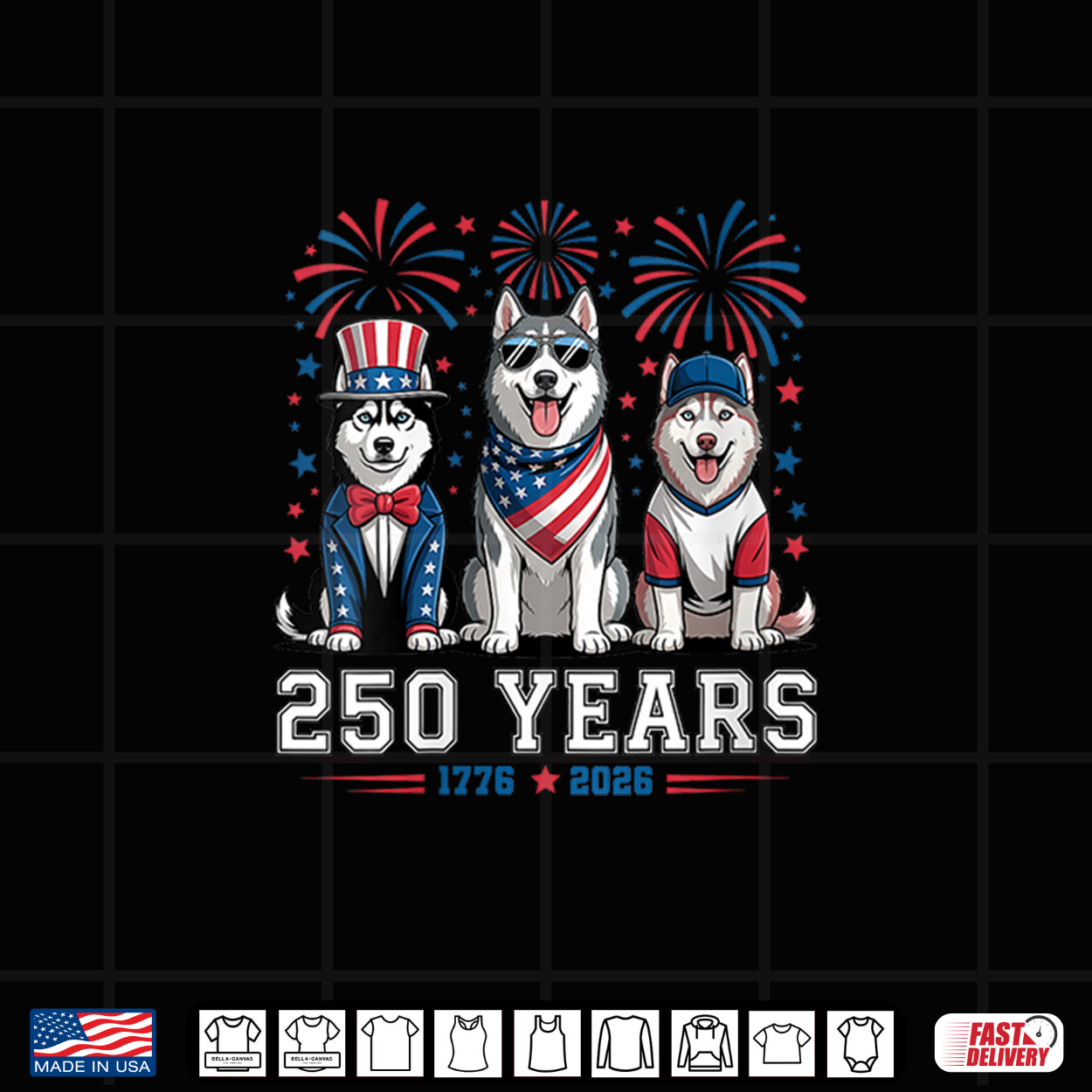Siberian Husky Dog 250 Anniversary Usa 250Th 4Th Of July Shirt Siberian Husky Dog 250 Anniversary Usa 250Th 4Th Of July Shirt