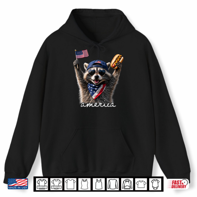 Hoodie America Feral Free Racoon Patriotic 4th of July Shirt