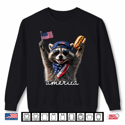Sweatshirt America Feral Free Racoon Patriotic 4th of July Shirt