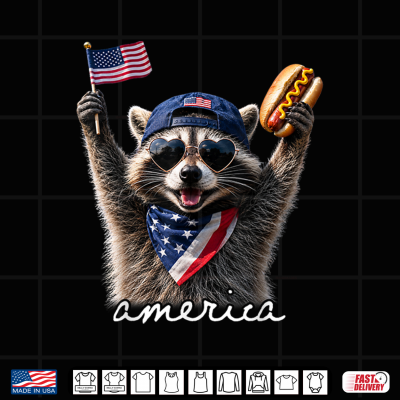 Design America Feral Free Racoon Patriotic 4th of July Shirt