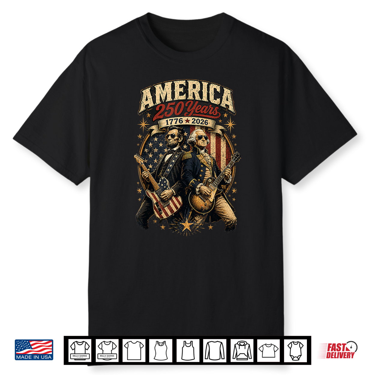 George Washington Abraham Lincoln Playing Guitar 4Th July Shirt George Washington Abraham Lincoln Playing Guitar 4Th July Shirt