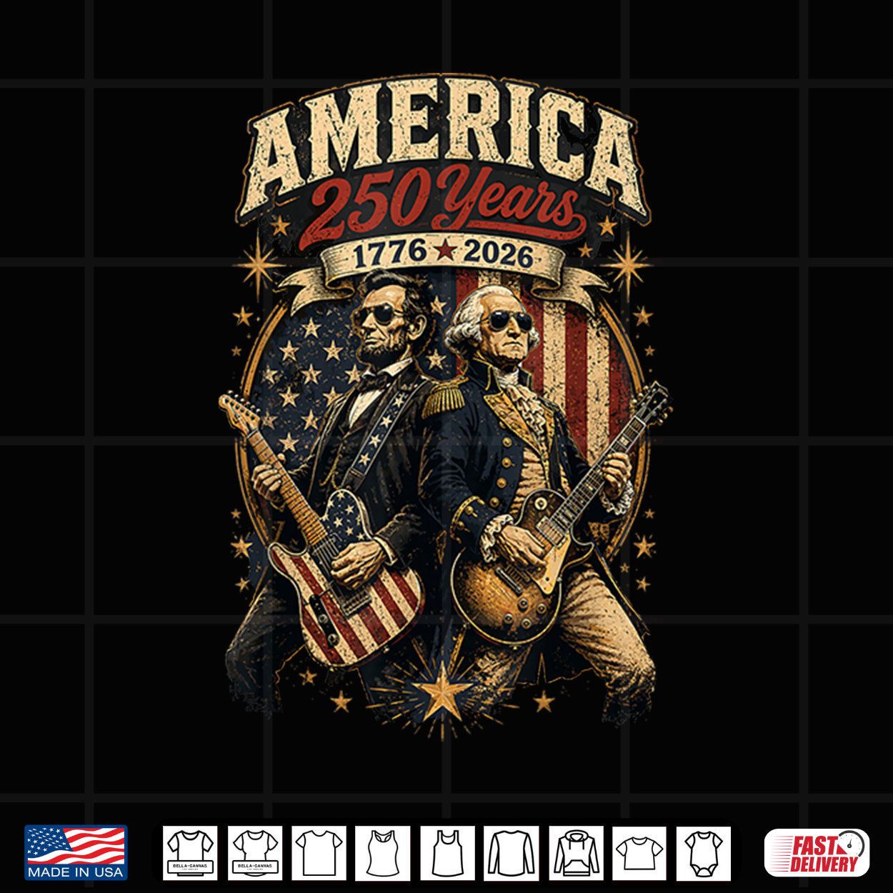 George Washington Abraham Lincoln Playing Guitar 4Th July Shirt George Washington Abraham Lincoln Playing Guitar 4Th July Shirt